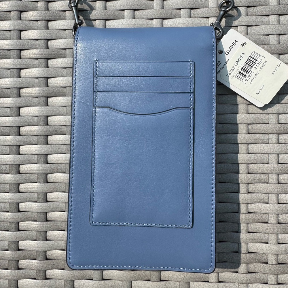 Coach Snap Phone Crossbody Bag- Color:Stone Blue - Picture 3 of 5